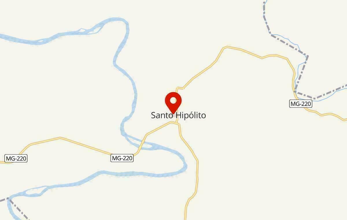 Mapa de Santo Hipólito em Minas Gerais