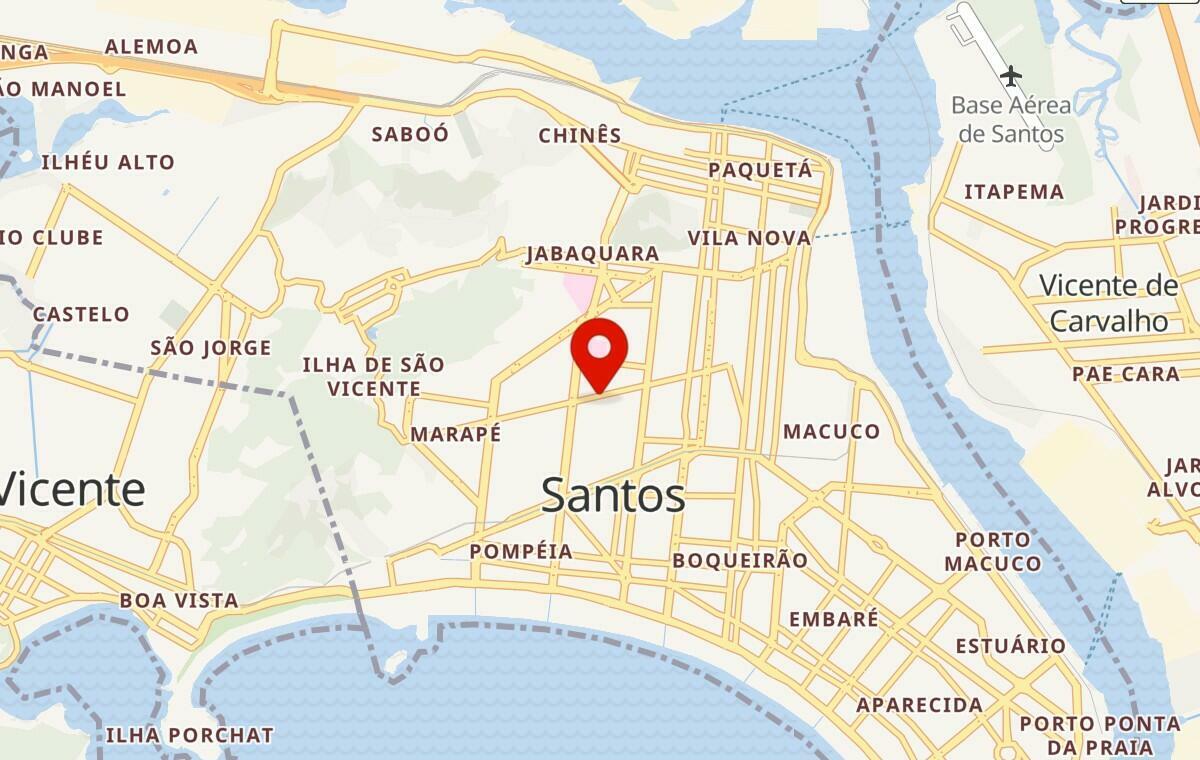 Mapa de Santos em São Paulo
