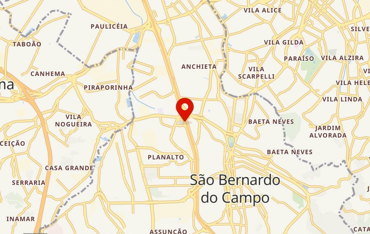 Mapa de São Bernardo do Campo em São Paulo
