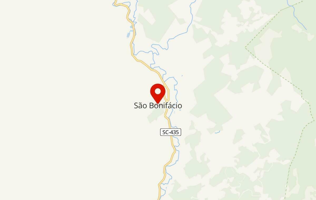 Mapa de São Bonifácio em Santa Catarina