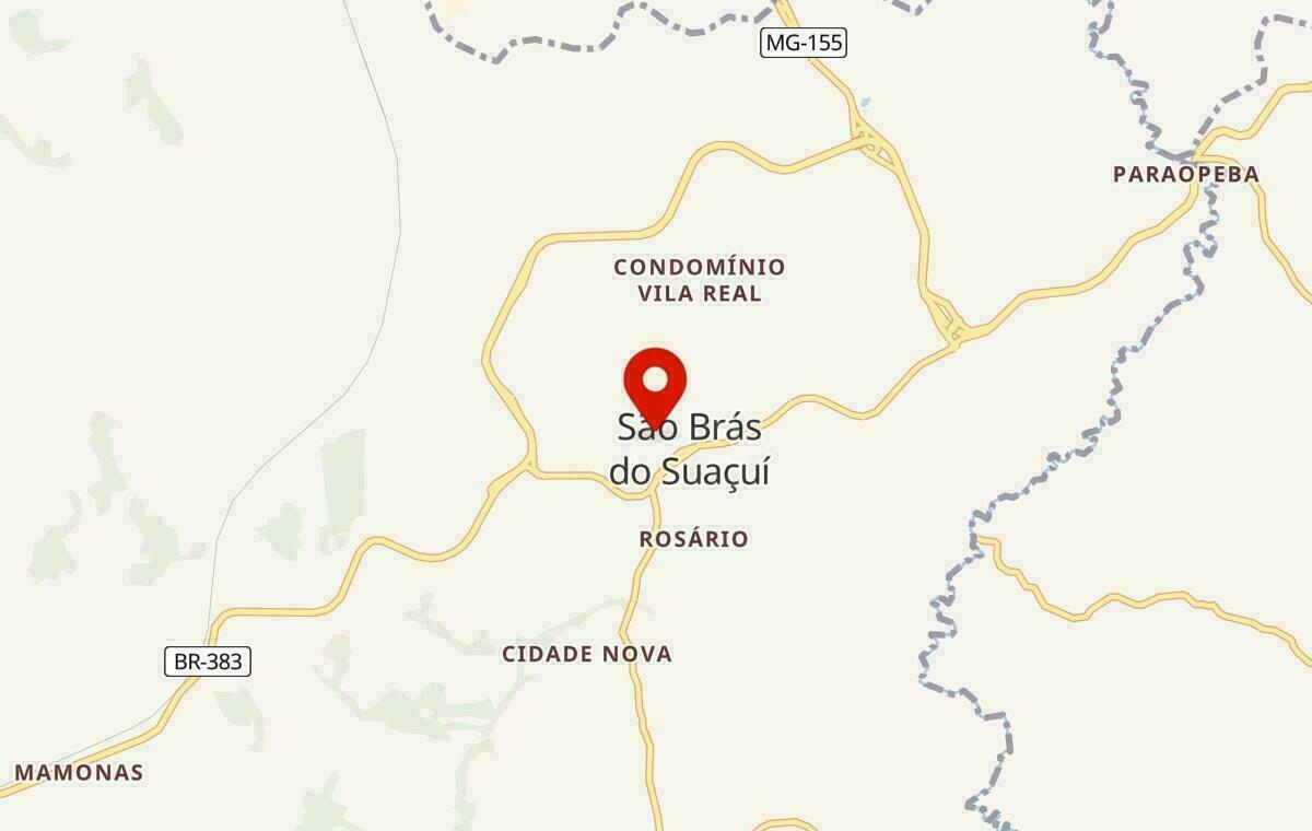 Mapa de São Brás do Suaçuí em Minas Gerais