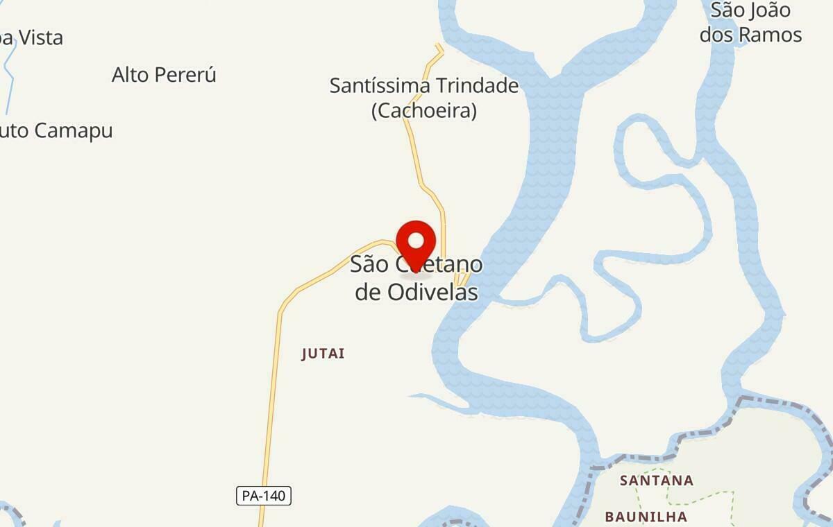 Mapa de São Caetano de Odivelas no Pará
