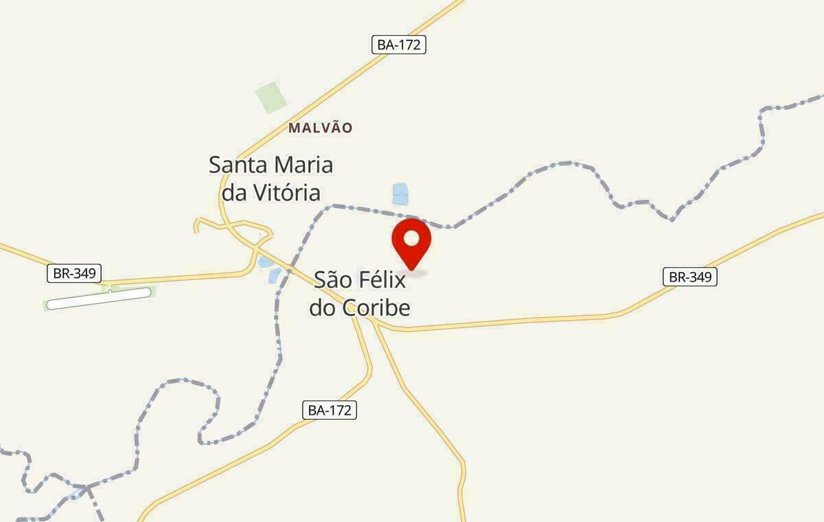 Mapa de São Félix do Coribe na Bahia