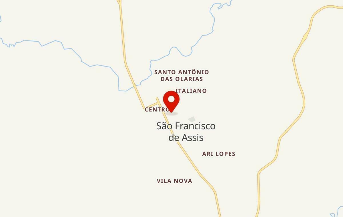 Mapa de São Francisco de Assis no Rio Grande do Sul