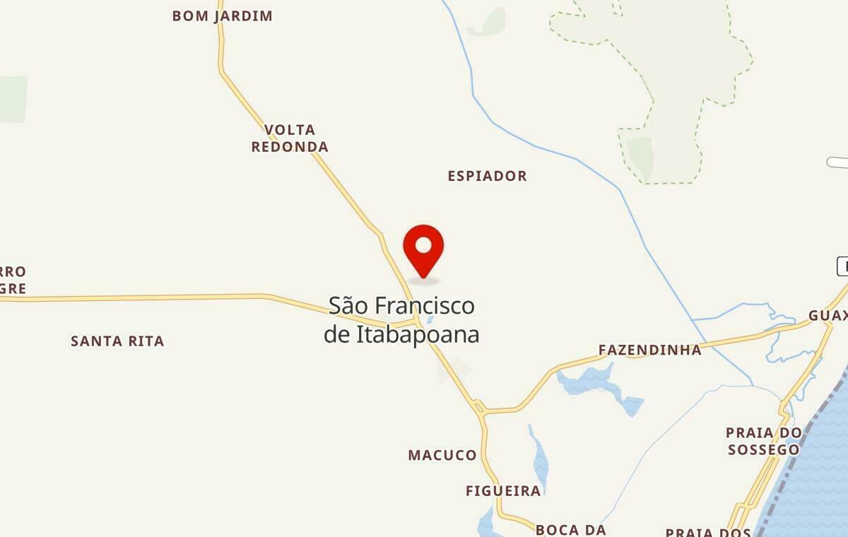 Mapa de São Francisco de Itabapoana no Rio de Janeiro