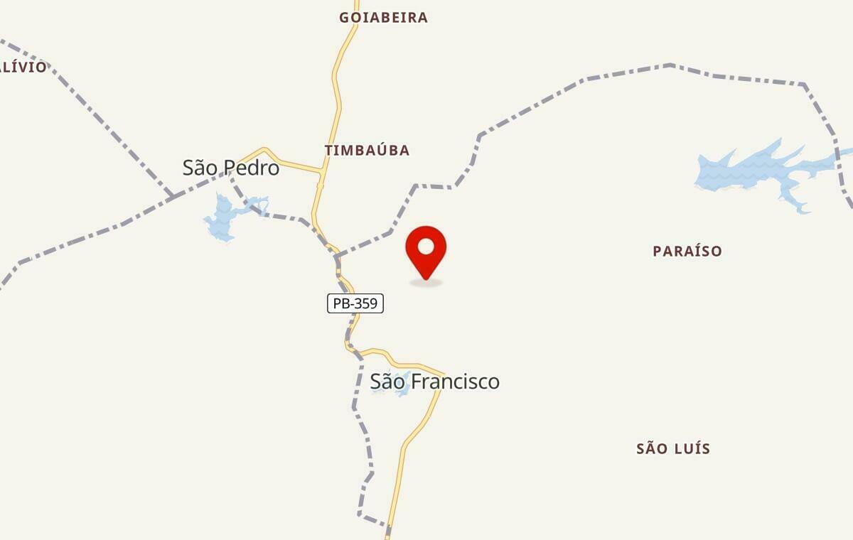 Mapa de São Francisco na Paraíba