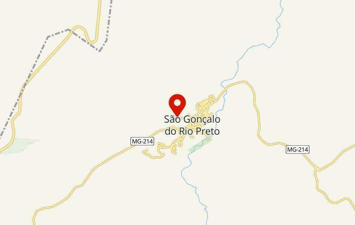 Mapa de São Gonçalo do Rio Preto em Minas Gerais