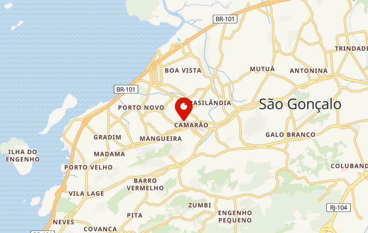 Mapa de São Gonçalo no Rio de Janeiro