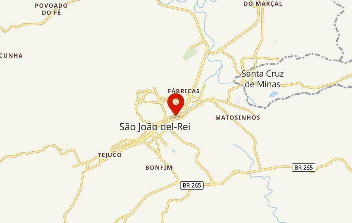Mapa de São João del Rei em Minas Gerais
