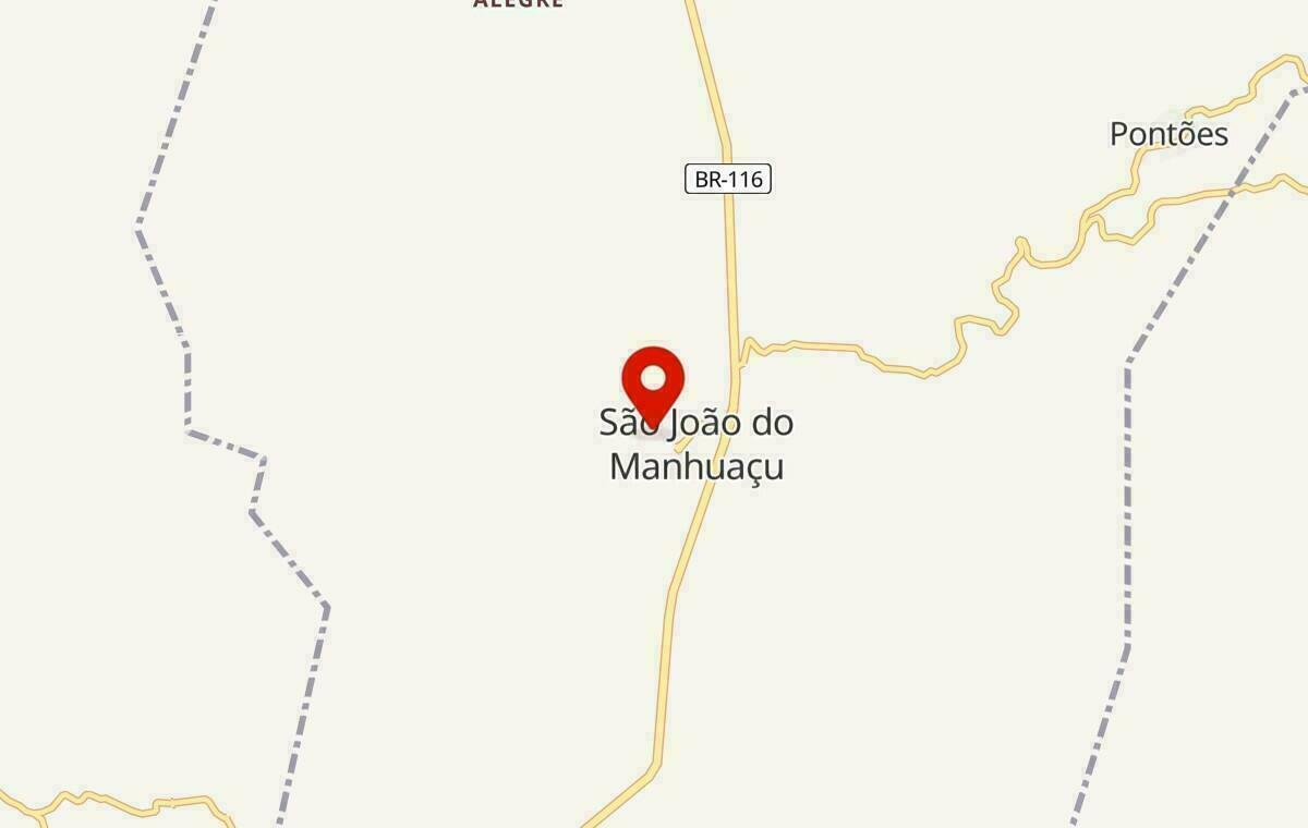 Mapa de São João do Manhuaçu em Minas Gerais