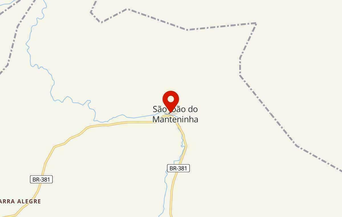 Mapa de São João do Manteninha em Minas Gerais