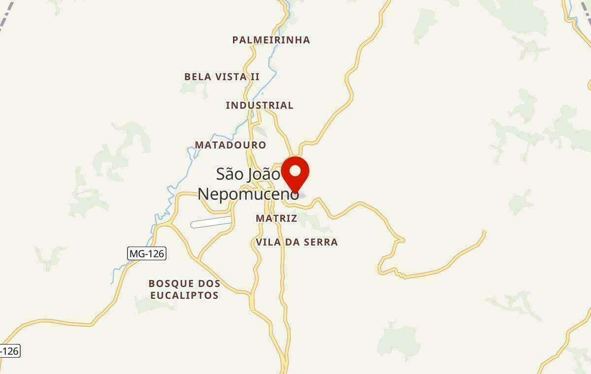 Mapa de São João Nepomuceno em Minas Gerais