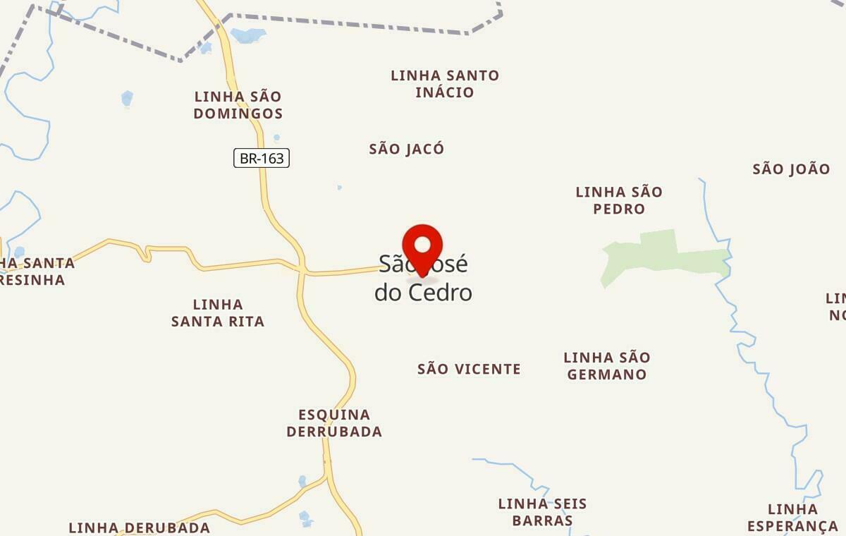 Mapa de São José do Cedro em Santa Catarina