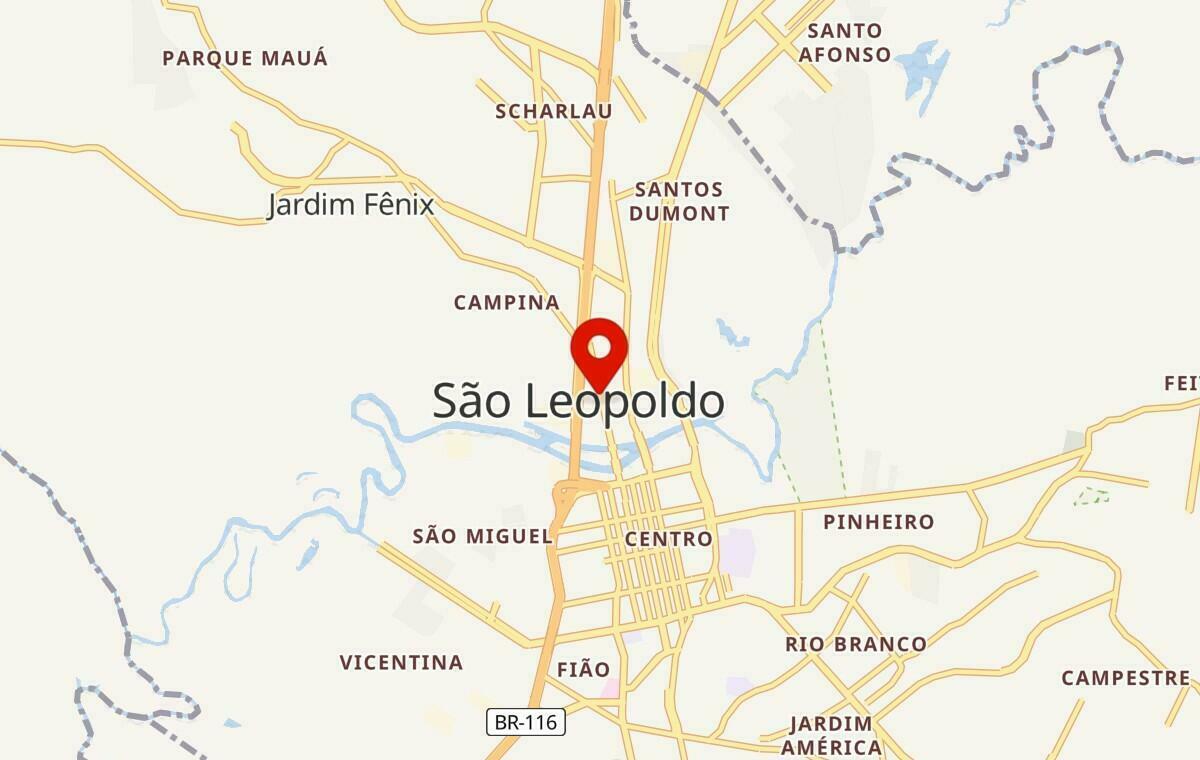 Mapa de São Leopoldo no Rio Grande do Sul