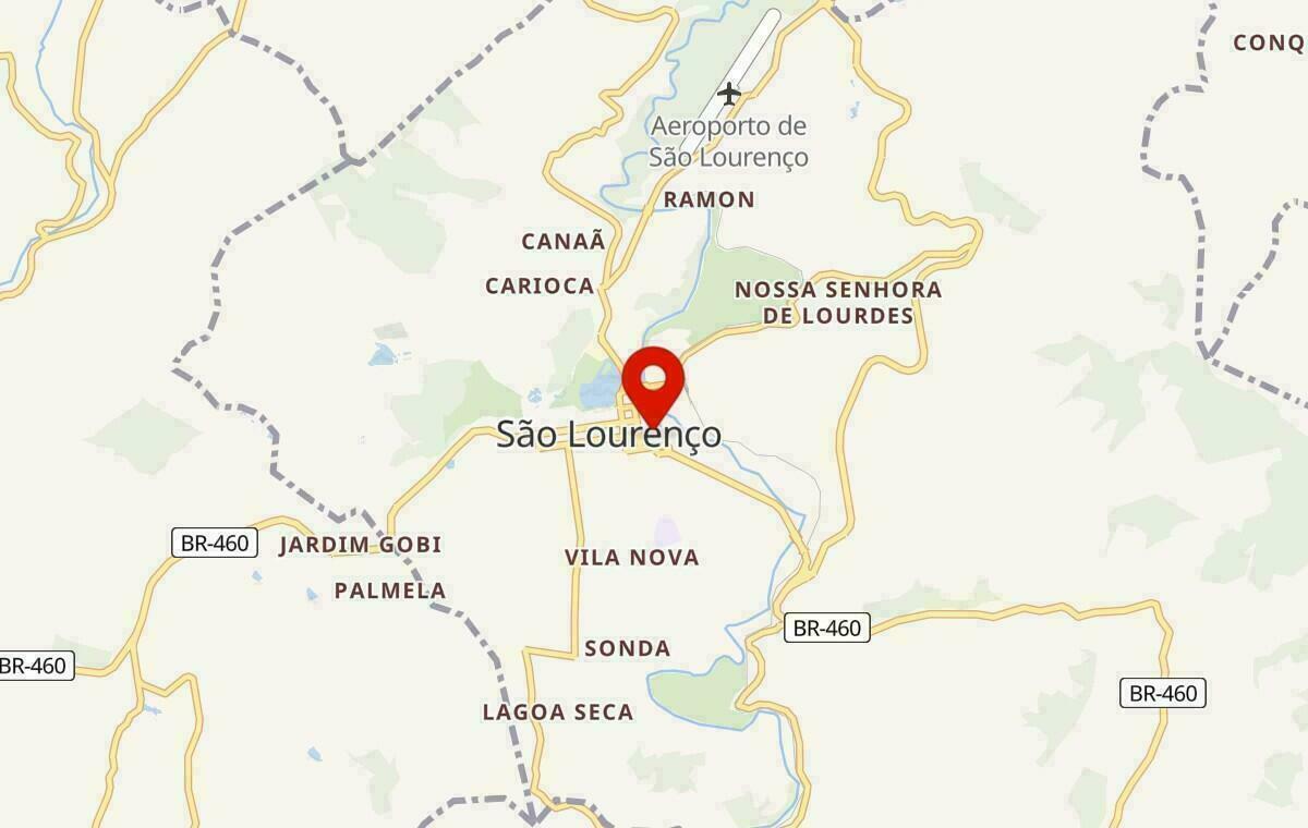 Mapa de São Lourenço em Minas Gerais