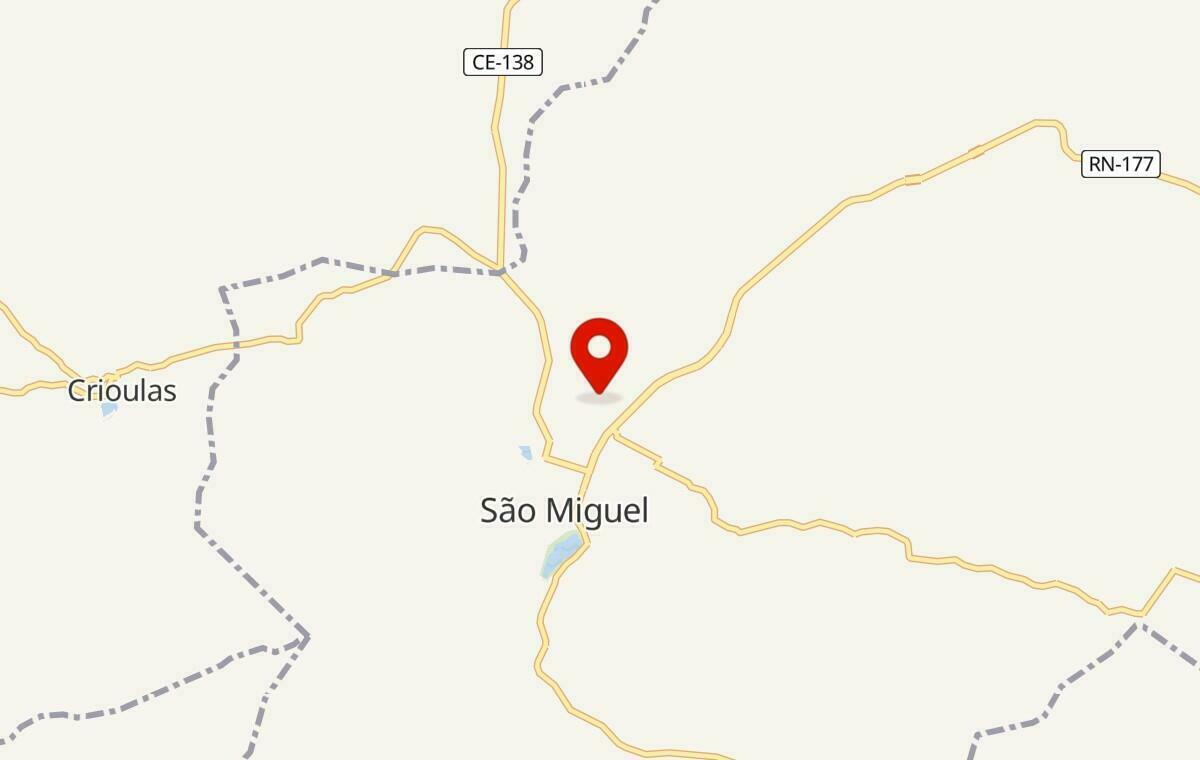 Mapa de São Miguel no Rio Grande do Norte