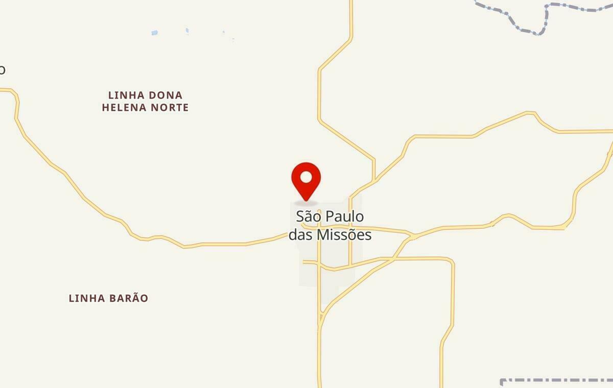 Mapa de São Paulo das Missões no Rio Grande do Sul