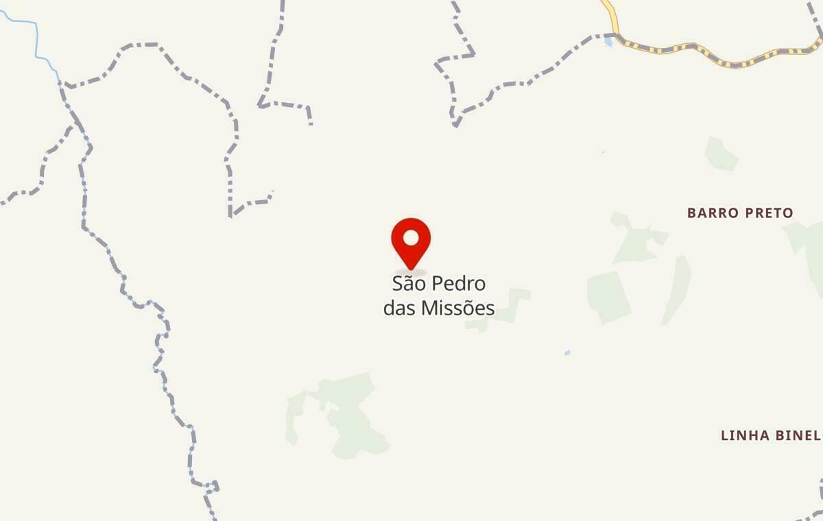 Mapa de São Pedro das Missões no Rio Grande do Sul