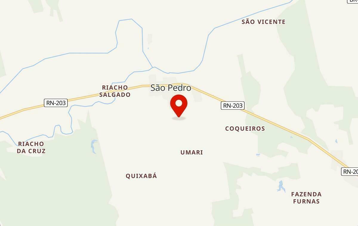 Mapa de São Pedro no Rio Grande do Norte