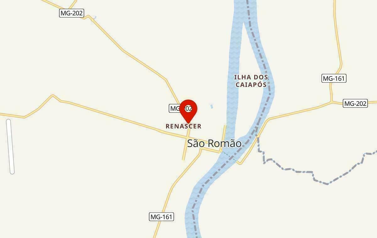 Mapa de São Romão em Minas Gerais