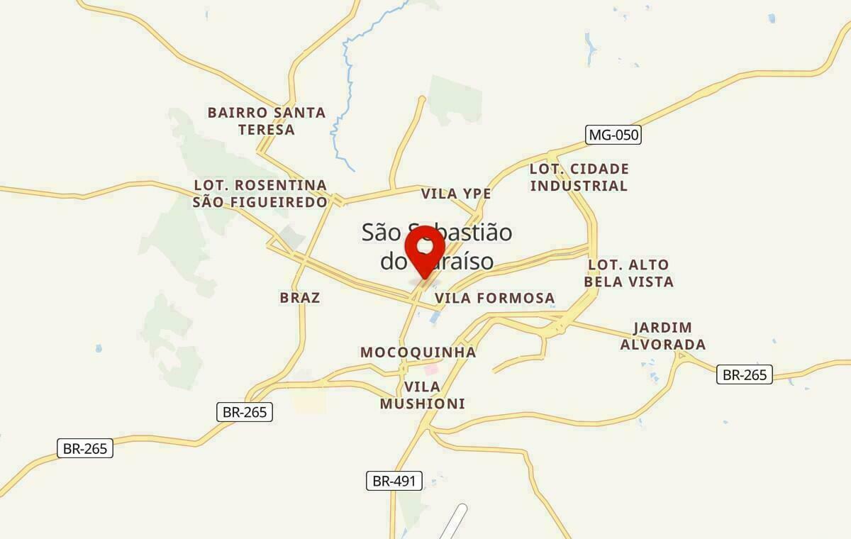 Mapa de São Sebastião do Paraíso em Minas Gerais