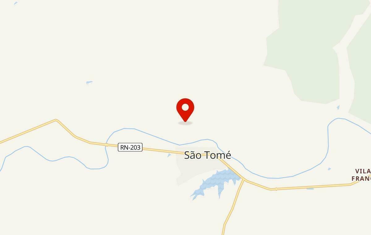 Mapa de São Tomé no Rio Grande do Norte