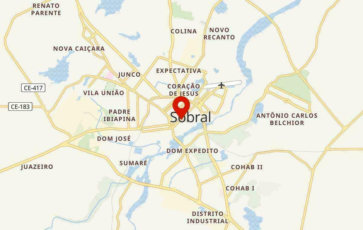 Mapa de Sobral no Ceará