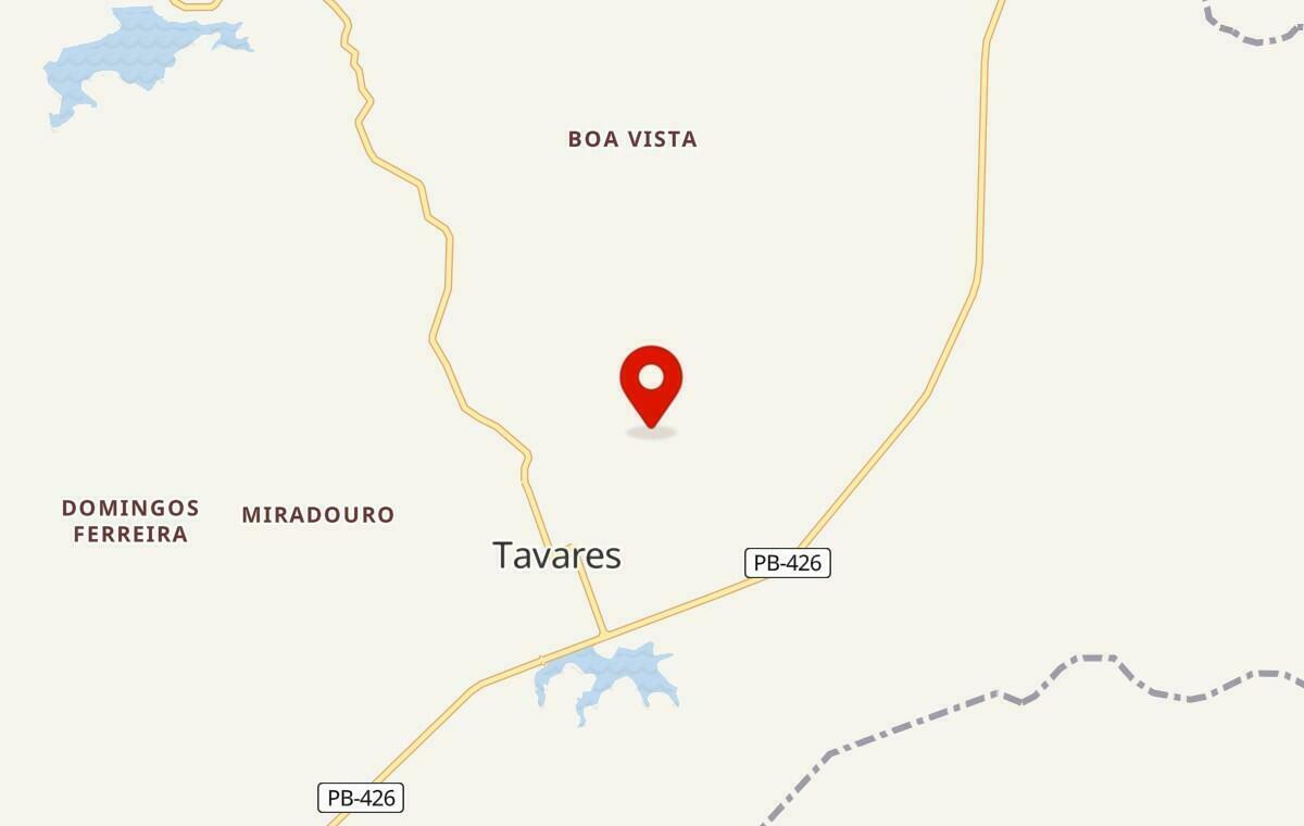 Mapa de Tavares na Paraíba
