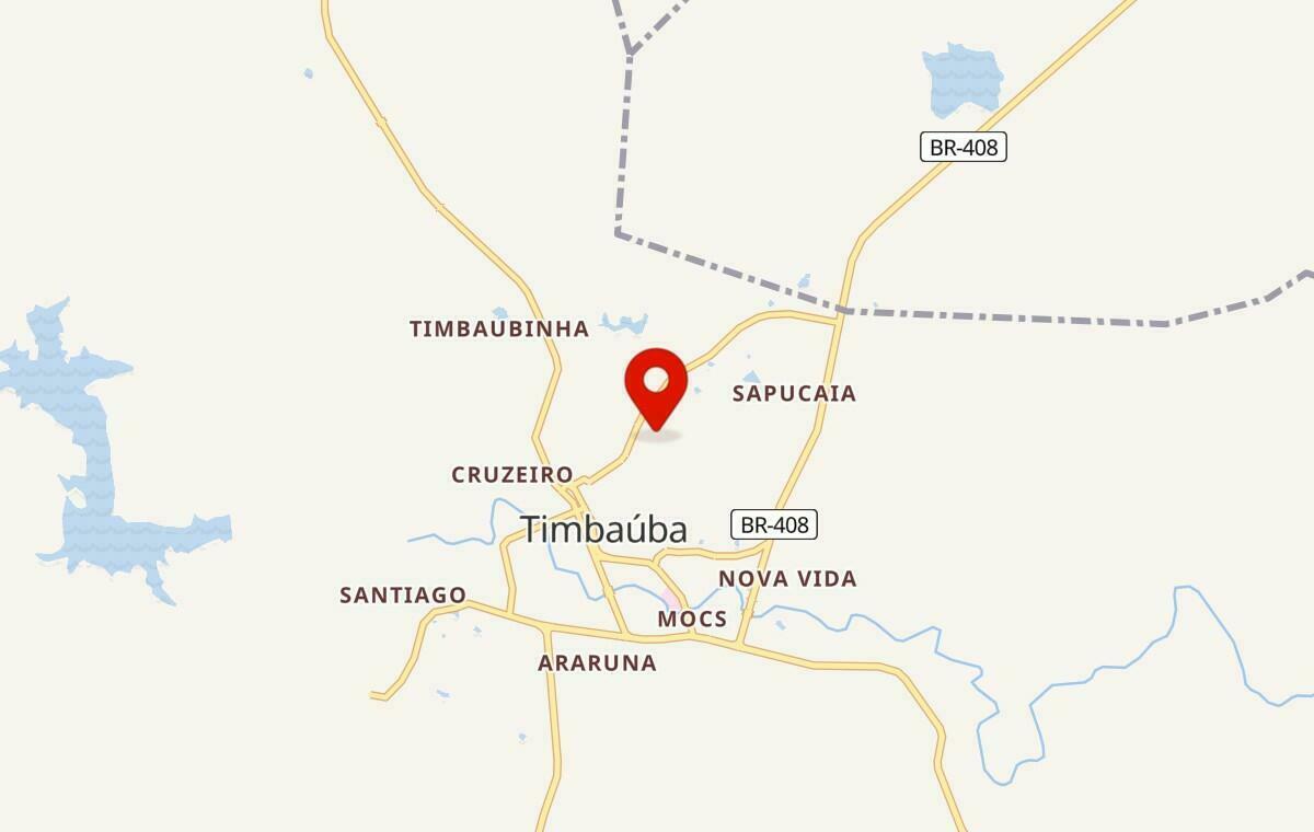 Mapa de Timbaúba em Pernambuco