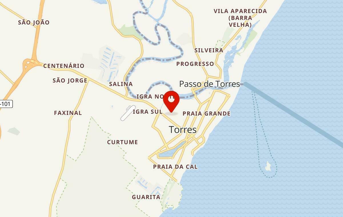 Mapa de Torres no Rio Grande do Sul