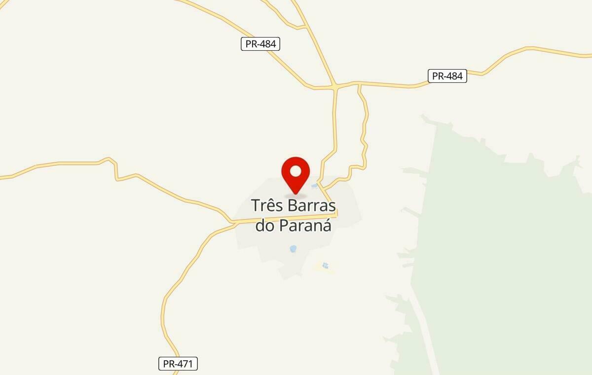 Mapa de Três Barras do Paraná no Paraná