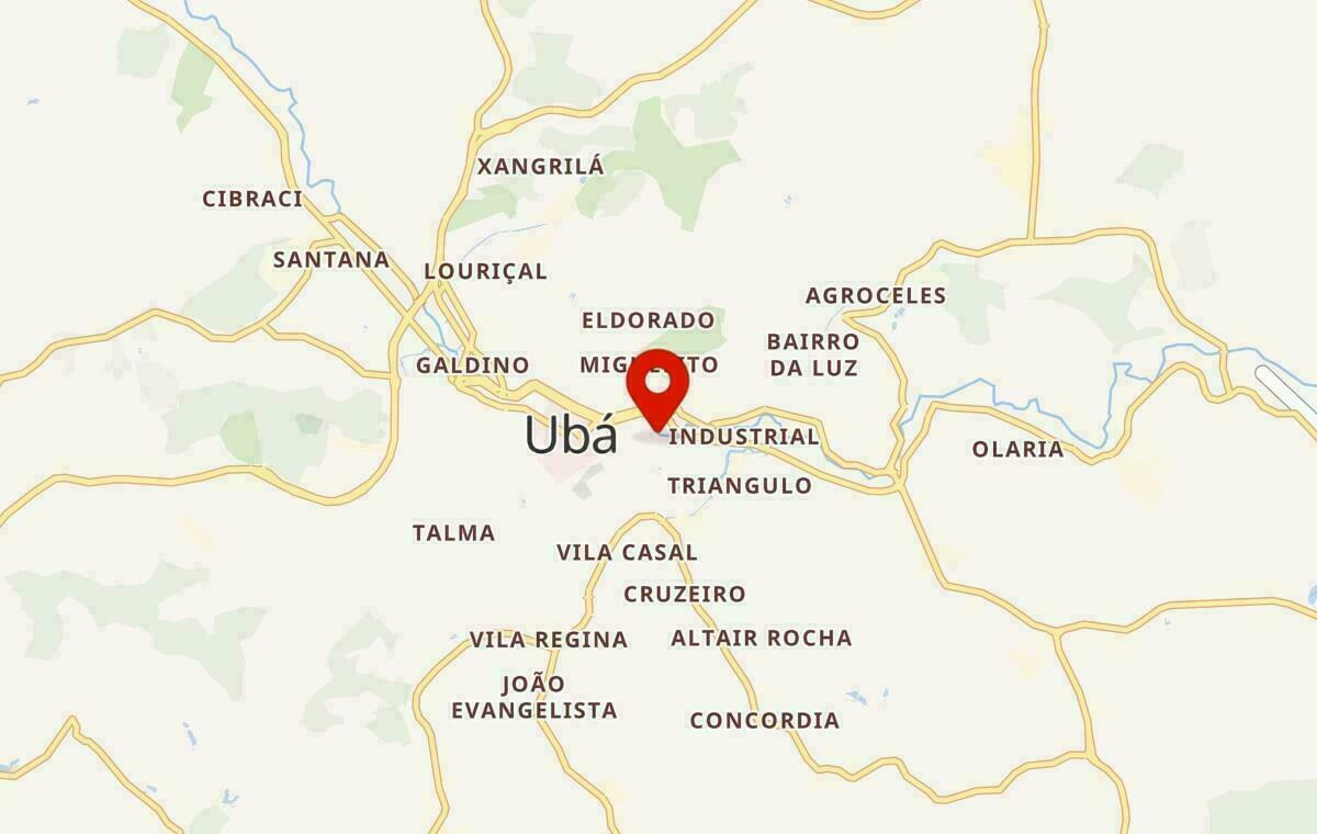 Mapa de Ubá em Minas Gerais