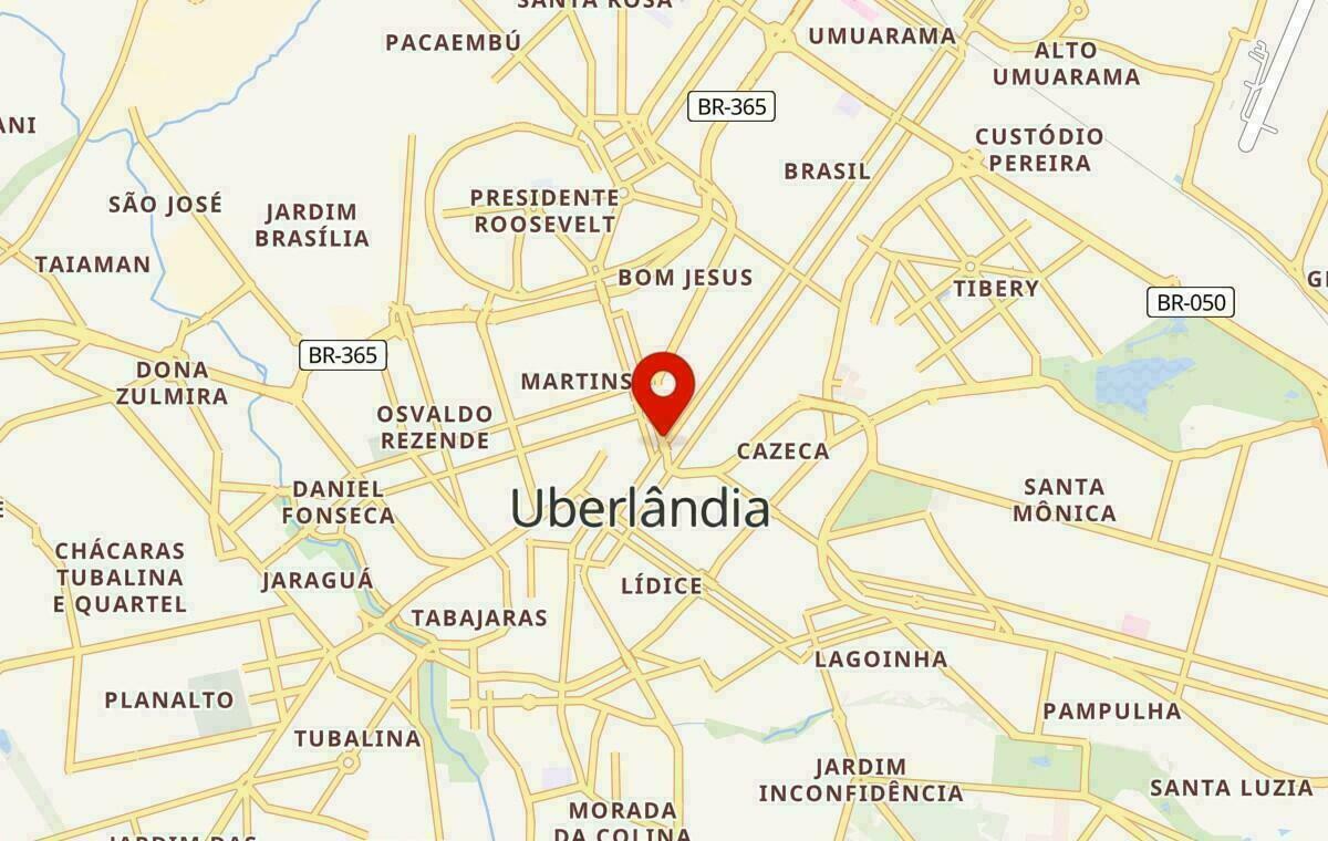 Mapa de Uberlândia em Minas Gerais