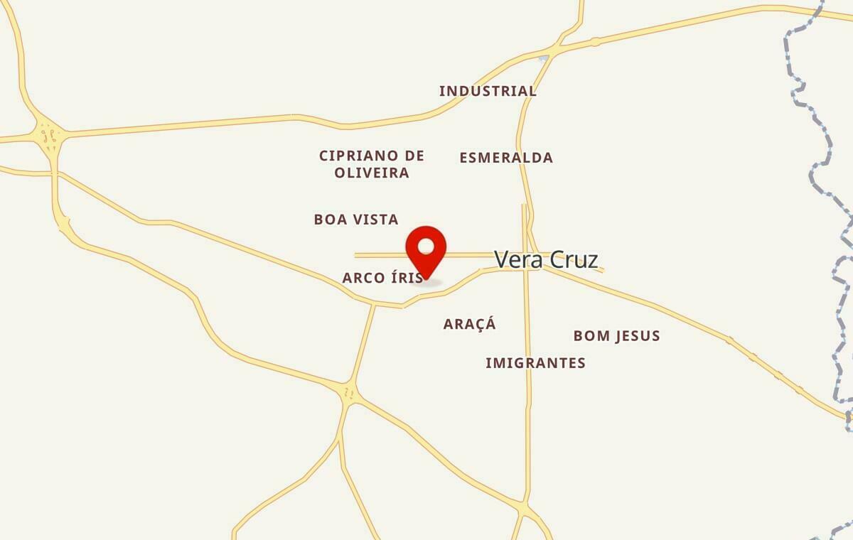 Mapa de Vera Cruz no Rio Grande do Sul