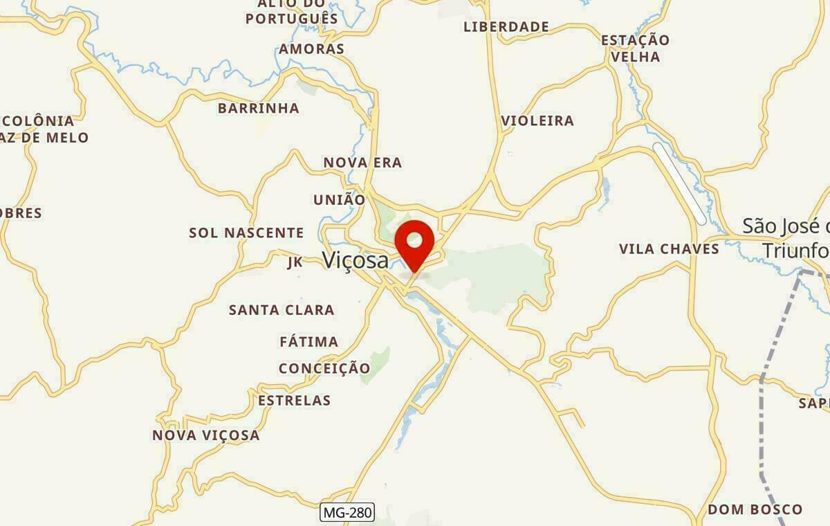 Mapa de Viçosa em Minas Gerais