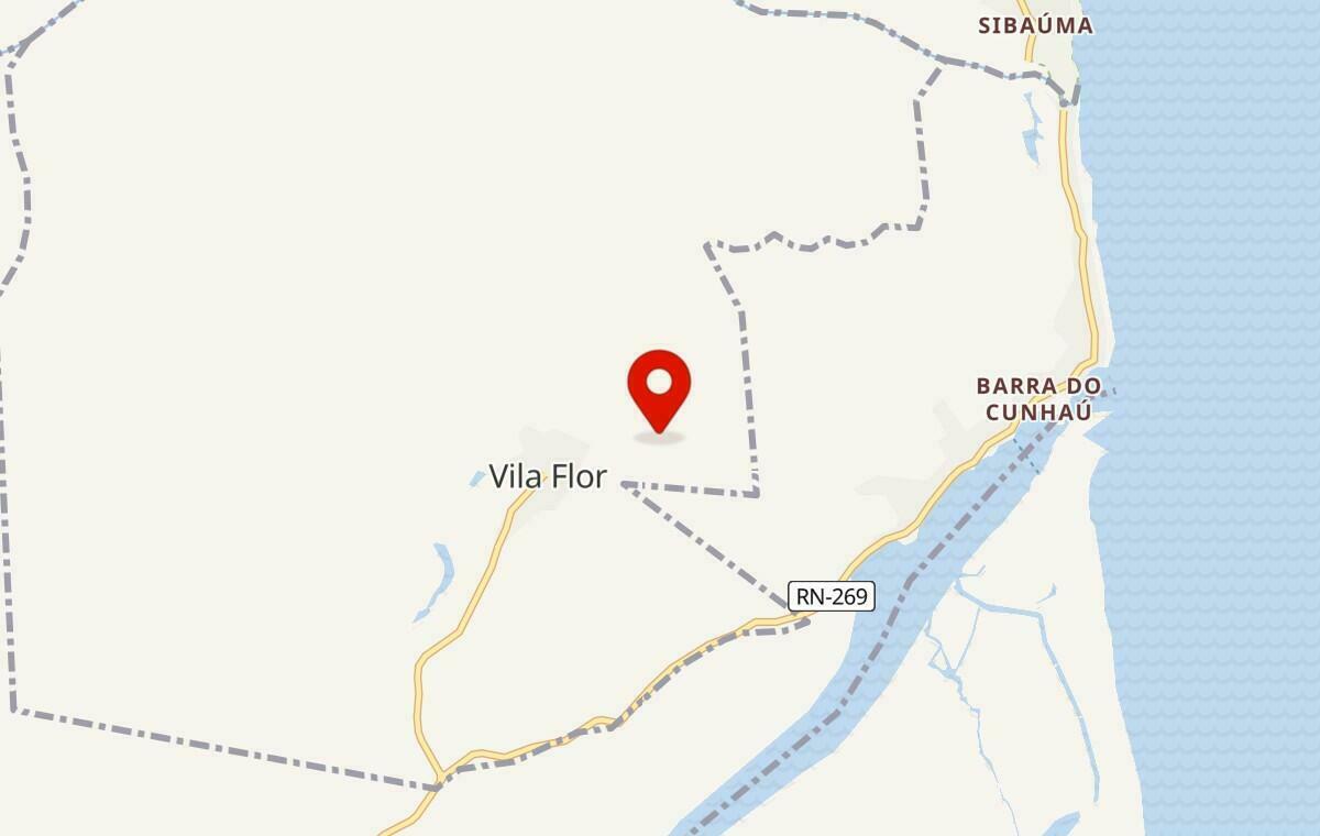 Mapa de Vila Flor no Rio Grande do Norte