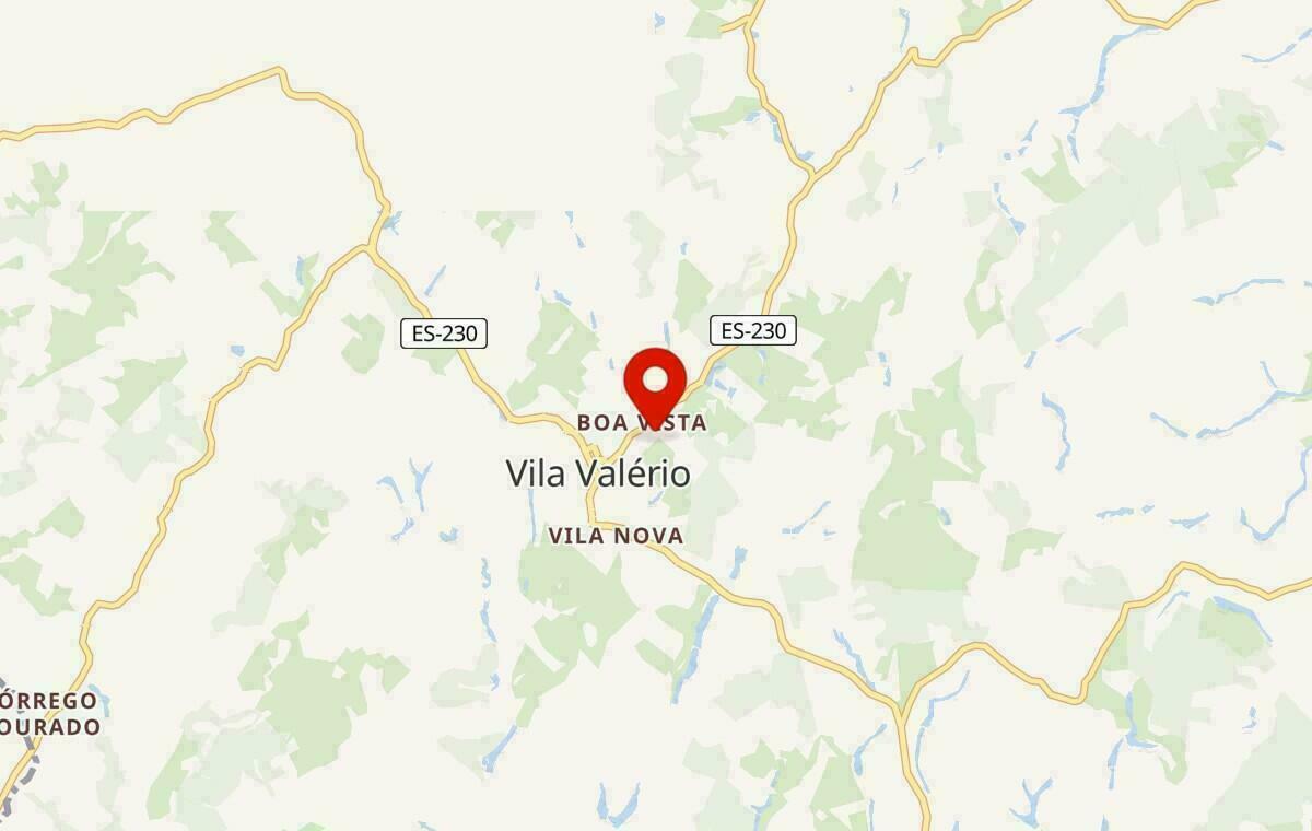 Mapa de Vila Valério no Espírito Santo